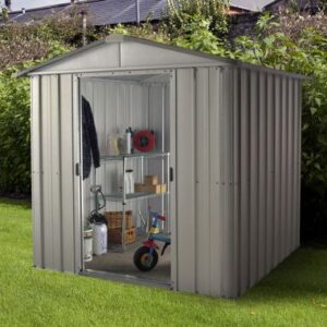 Garden Shed 2m x 2.4m x 2m Grey / Matt Silver Colour. Tidy Sheds 10 Year Warranty